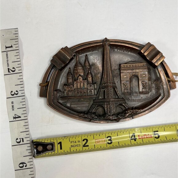 Vintage Paris Souvenir Decorative Plaque W/ Eiffel Tower/Arc De Triomphe Design - Picture 4 of 7